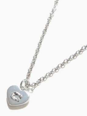 Coach Sterling Silver Heart Pendant Necklace